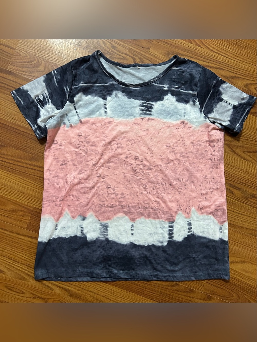 Women's Short Sleeve Tie-Dye Blouse - Pink & Black Size M